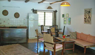 living room with kitchen